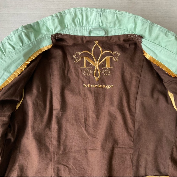 Mackage Ruffled Trim Military Style Utility Jacket in Mint Green Size M - Picture 9 of 14